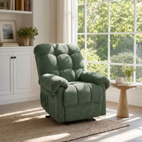 Green Recliner  Chair, Overstuffed Armchair, Manual Recliner, Living Room Seating, Reading Chair, Padded Footrest, Home Theater Seating, Ergonomic Lou