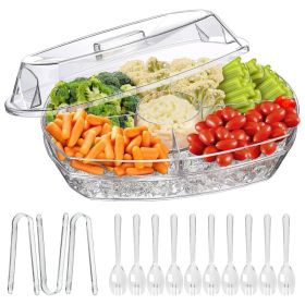 Fruit Ice Serving Tray Chilled Veggie Tray Shrimp Cocktail Serving Dish Appetizer Party Serving Platter Cold Food Buffet Server With Lid And 4 Compart