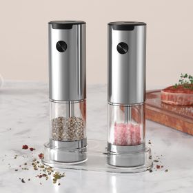 Electric Salt and Pepper Grinder Set,  Automatic Battery Salt and Pepper Shakers, 6 Adjustable Coarseness with LED