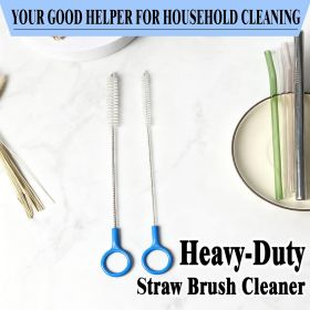 Heavy-Duty Straw Cleaner Brush, 2 Pcs Flexible Straw Brush Set,Reusable Straws Cleaning Brush with Stainless Steel and Nylon Bristles for Baby Bottles