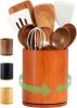Wooden Utensil Holder, 360Â°Rotating 7.3'' Large Utensil Holder for Kitchen Counter, Kitchen Utensil Organizer, Utensil Crock
