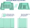 Expandable Kitchen Drawer Flatware Organizer, Turquoise