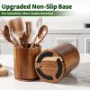 Wooden Utensil Holder, 360Â°Rotating 7.3'' Large Utensil Holder for Kitchen Counter, Kitchen Utensil Organizer, Utensil Crock