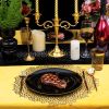 EI 180pcs Black Plastic Plates Black and Gold Disposable Plates Gold Plastic Dinnerware Set Silverware and Cups for Birthday,Wedding,Festival