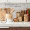 Handcrafted Bamboo Kitchen Utensil Organizer, Modern Countertop Cooking Utensil Holder, Large Crock