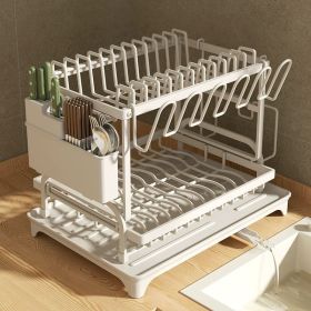 Kitchen Dish Drying Rack â€“ Large Capacity with Drain Board (Color: White)