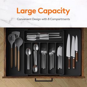 Silverware Drawer Organizer, Expandable Utensil Tray for Kitchen, BPA Free Flatware and Cutlery Holder (Material: Polypropylene)