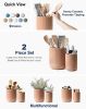 Utensil Holder for Kitchen Counter, 7.3"+5.4" Fluted Ceramic Utensil Crock Organizer for Countertop, Heavy Large Holder for Spatulas, Spoons, Set of 2